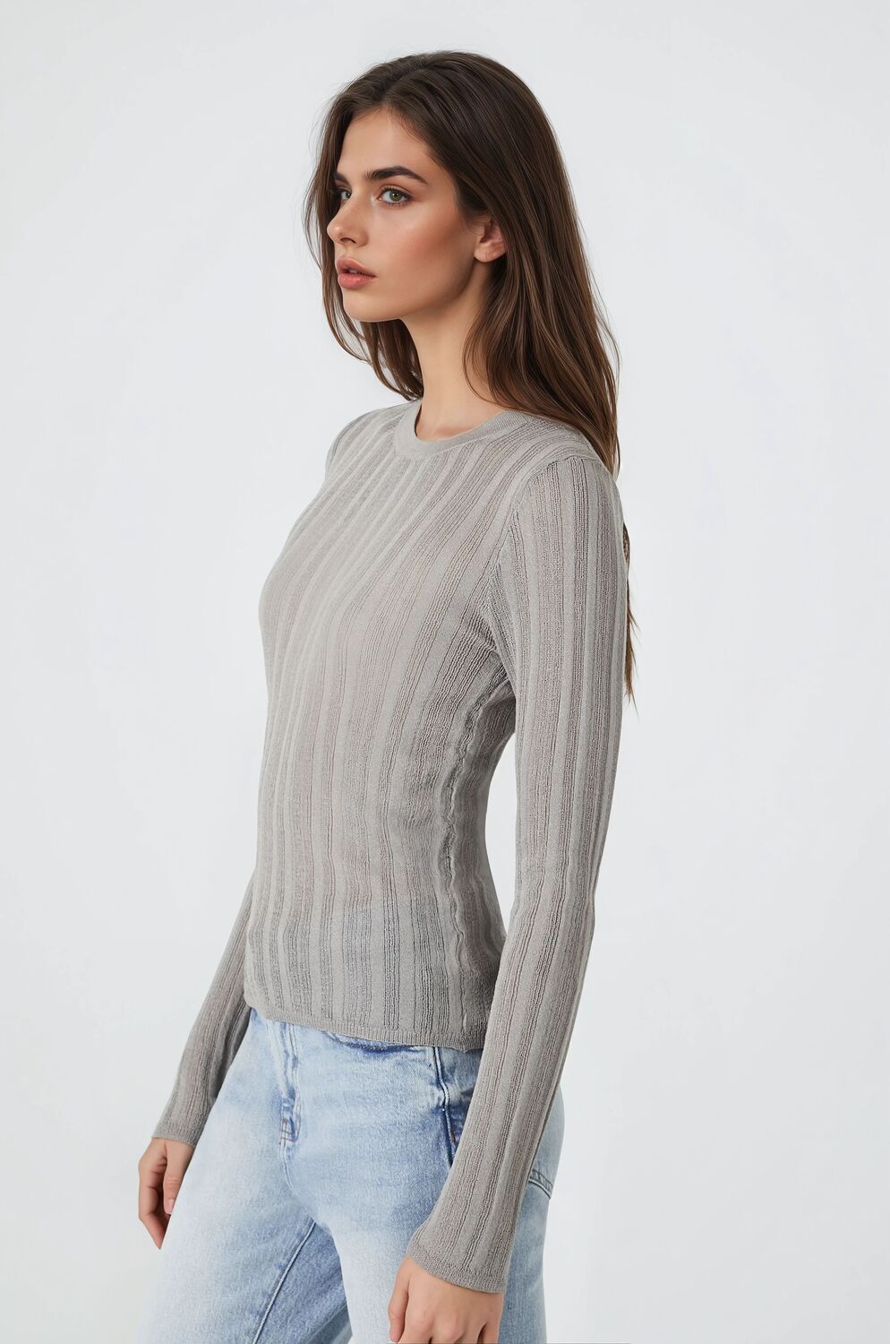 Fitted Ribbed Knit Sweater