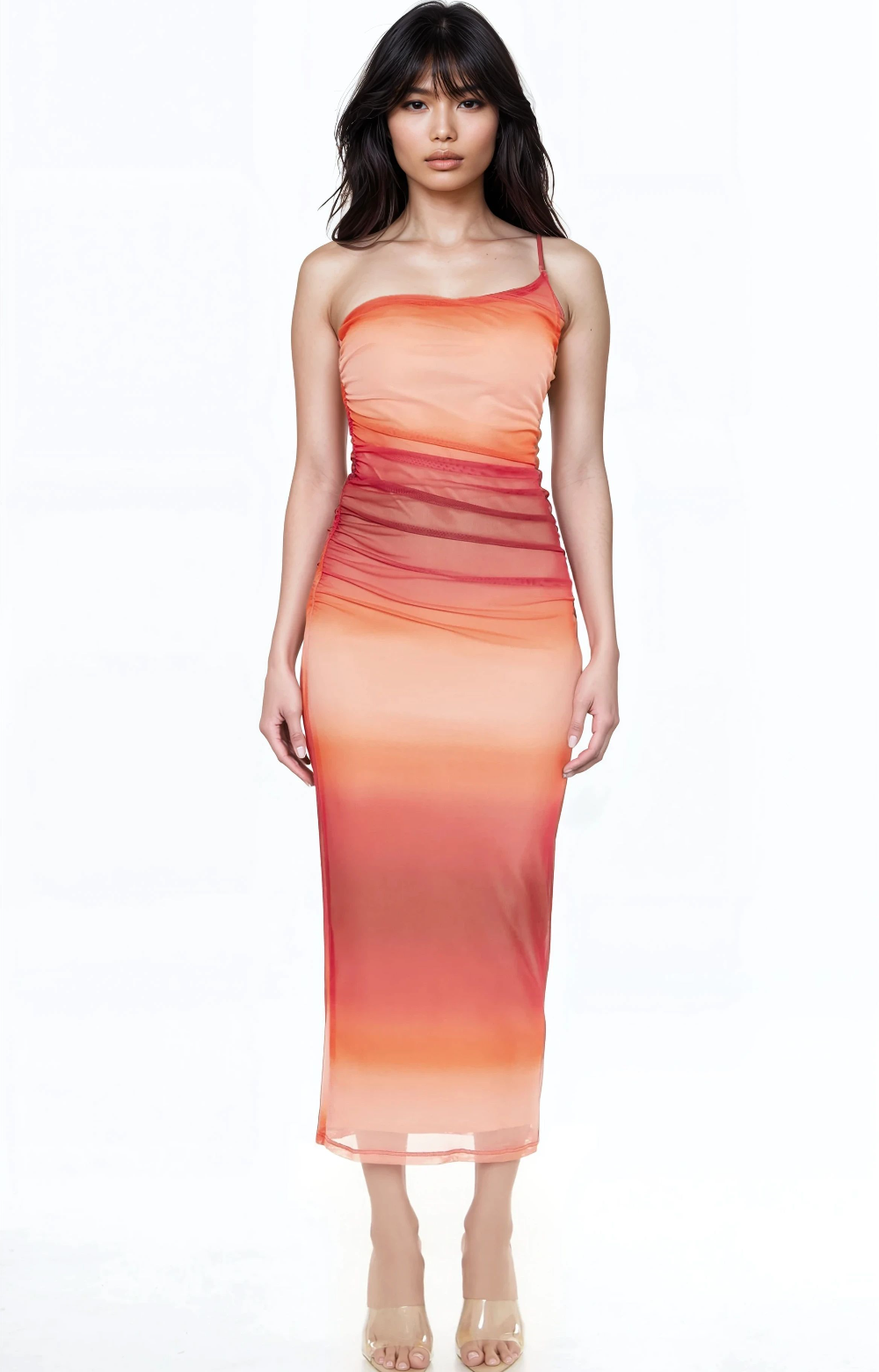 Gradient One-Shoulder Midi Dress Pink/Multi / S