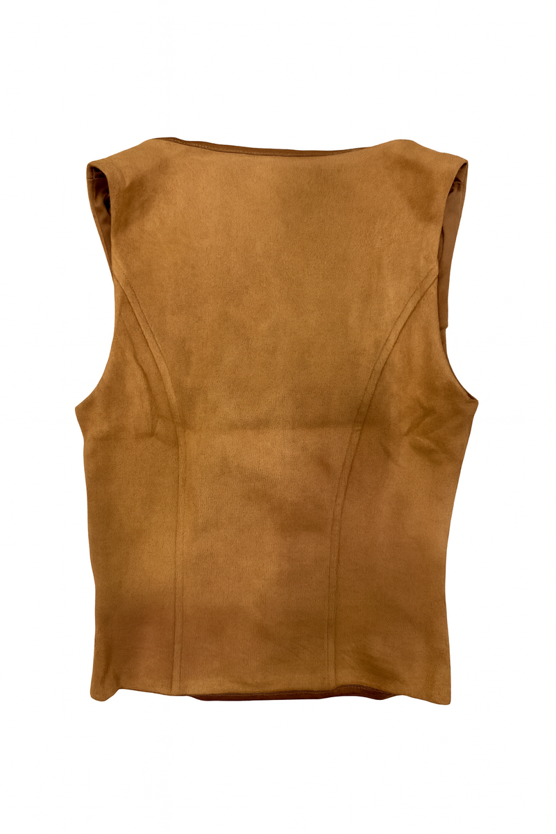 Faux Suede Lace-Up Corset Top