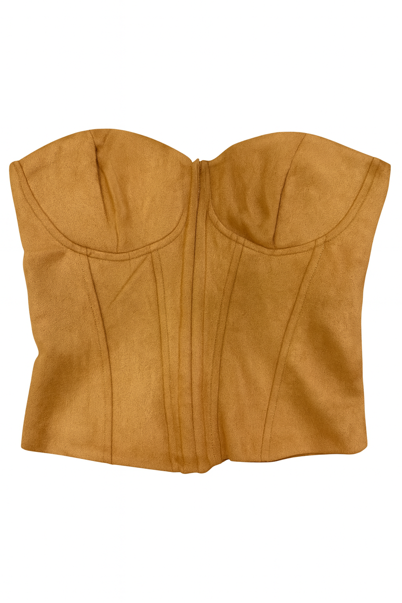 Faux Suede Strapless Bustier Top