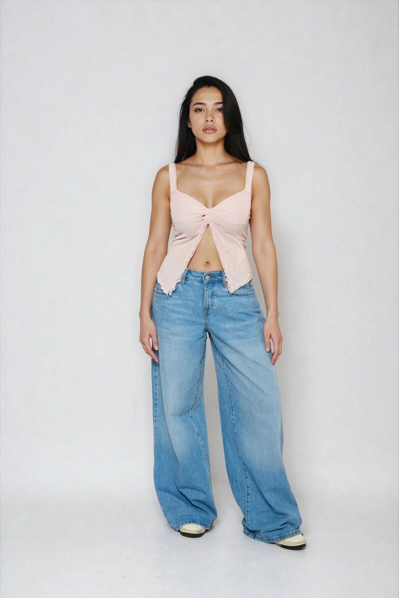 Twist-Front Mesh Tank Top