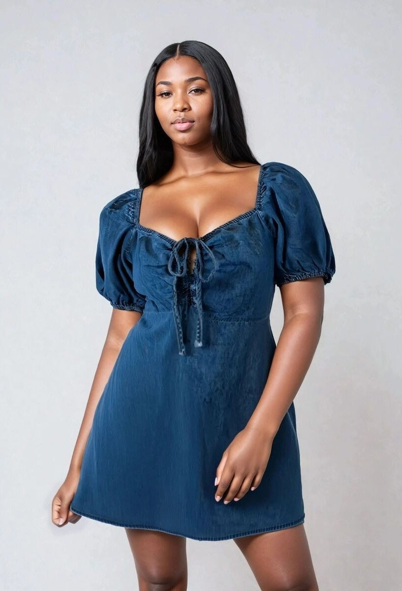 Plus Size Denim Mini Dress, image size:817x1200