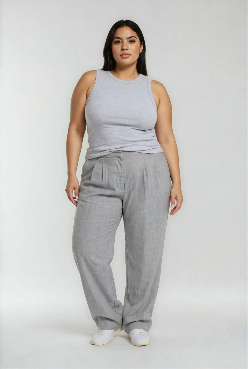 Plus Size Pleated Wide-Leg Pants GREY / 0X Plus Size Pleated Wide-Leg Pants GREY / 0X