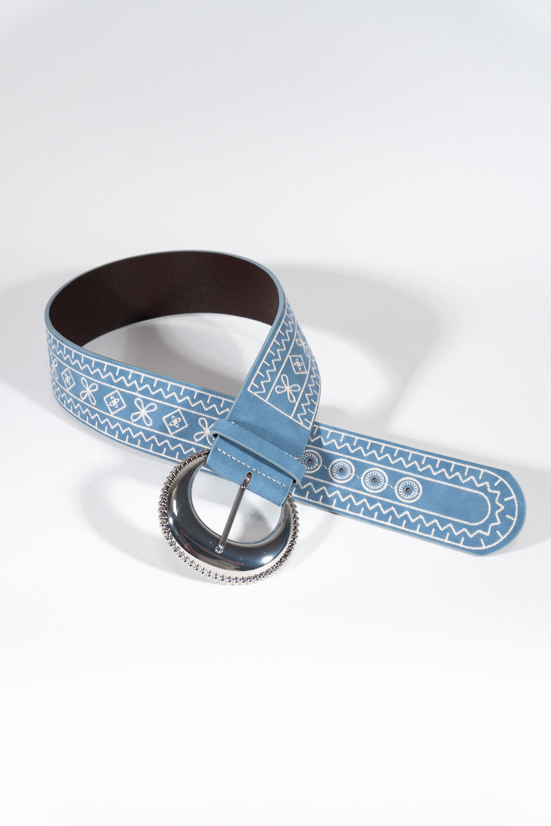 Embroidered Faux Leather Belt display picture 3
