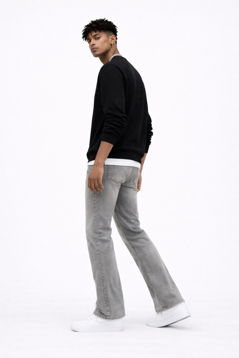 Stitched Detail Flare Jeans