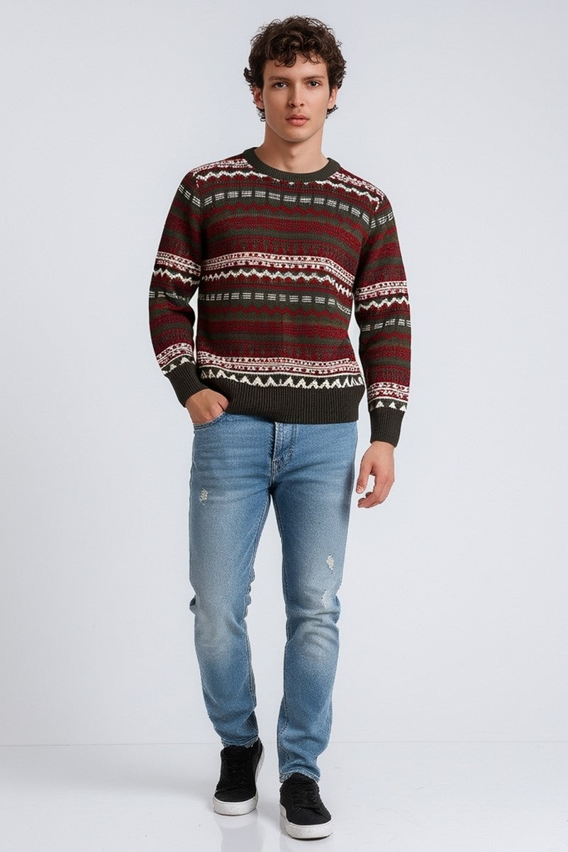 Holiday Fair Isle Striped Sweater