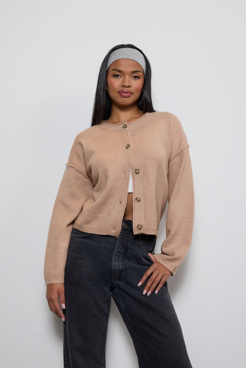 Button-Front Knit Cardigan