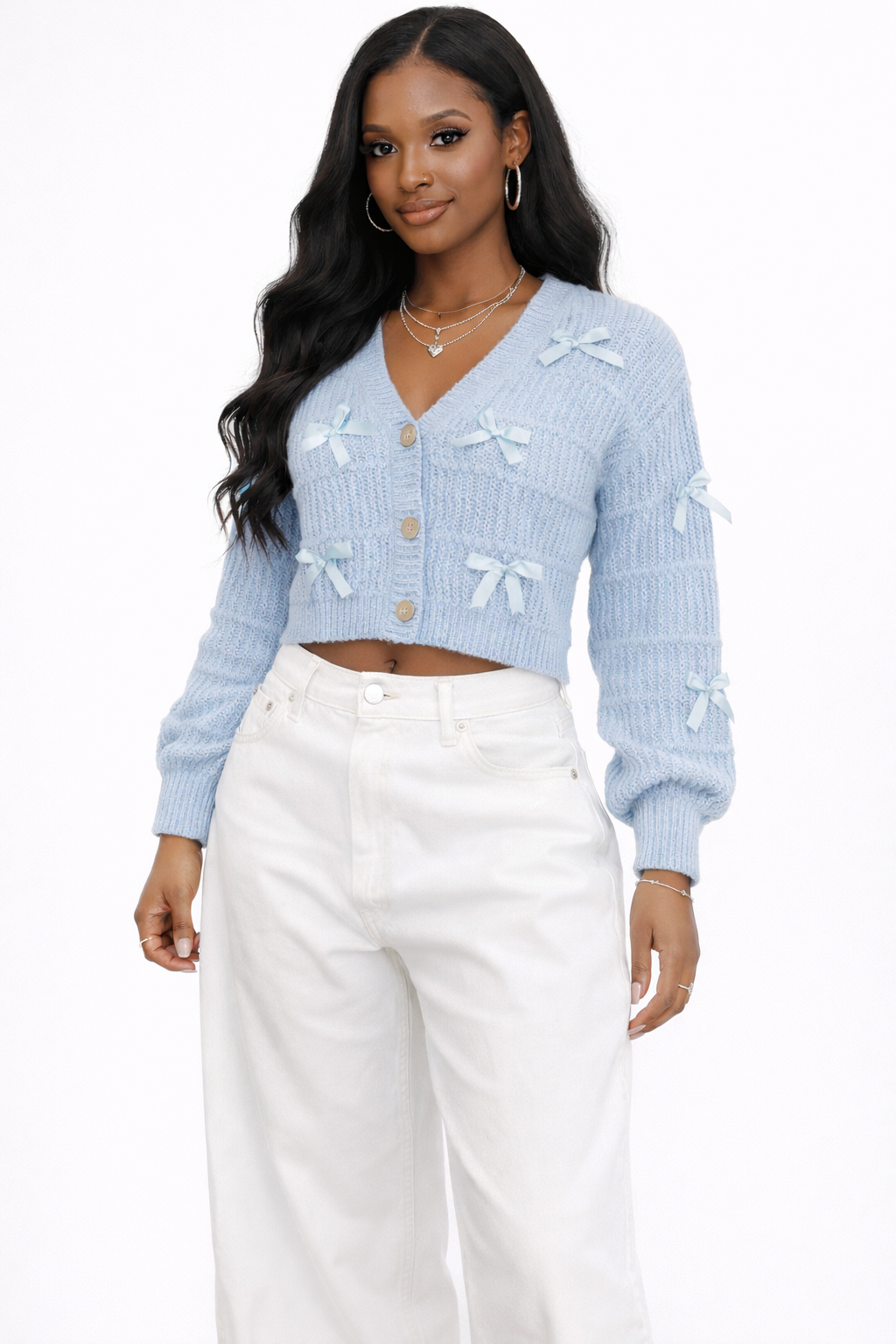 Ribbon Bow Cropped Cardigan Sweater Ribbon Bow Cropped Cardigan Sweater
