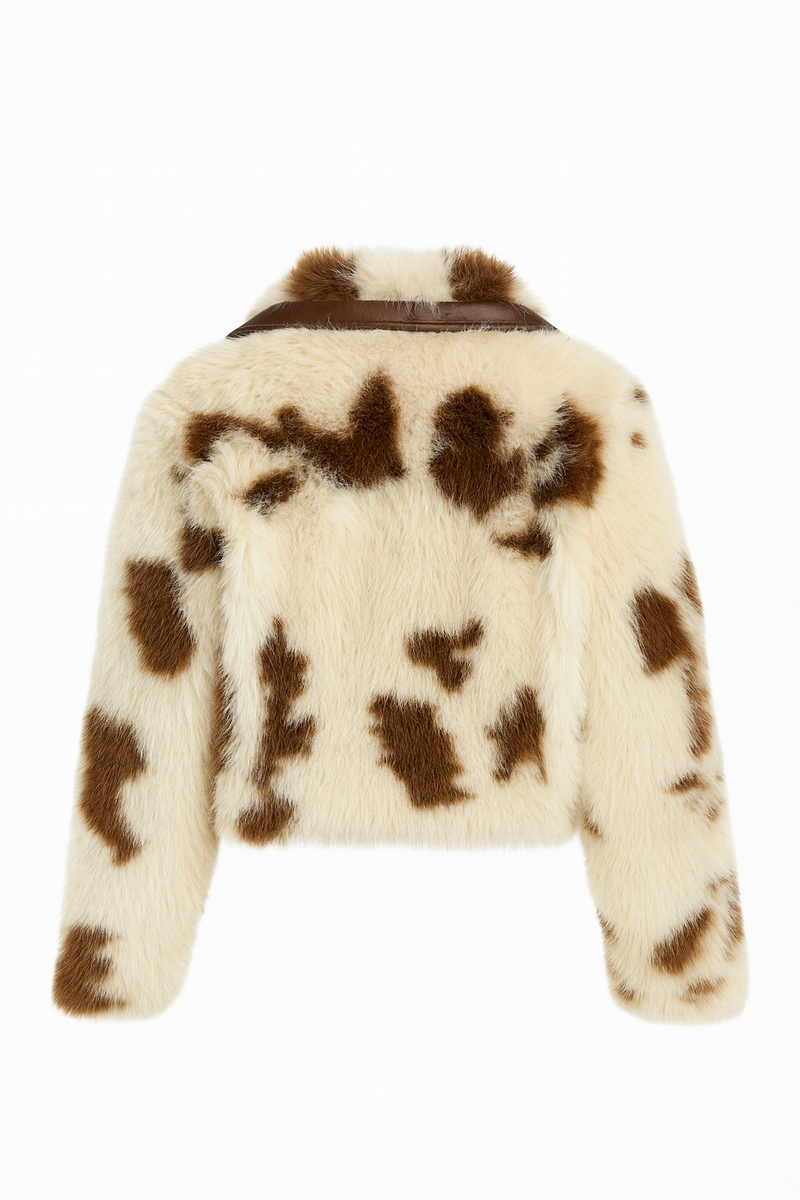 Faux Fur Cow Print Jacket