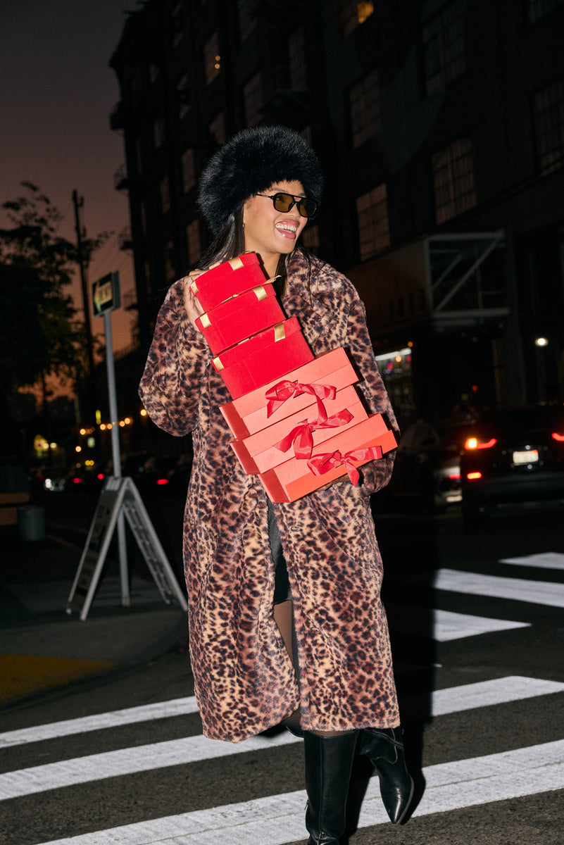 Leopard Print Faux Fur Coat