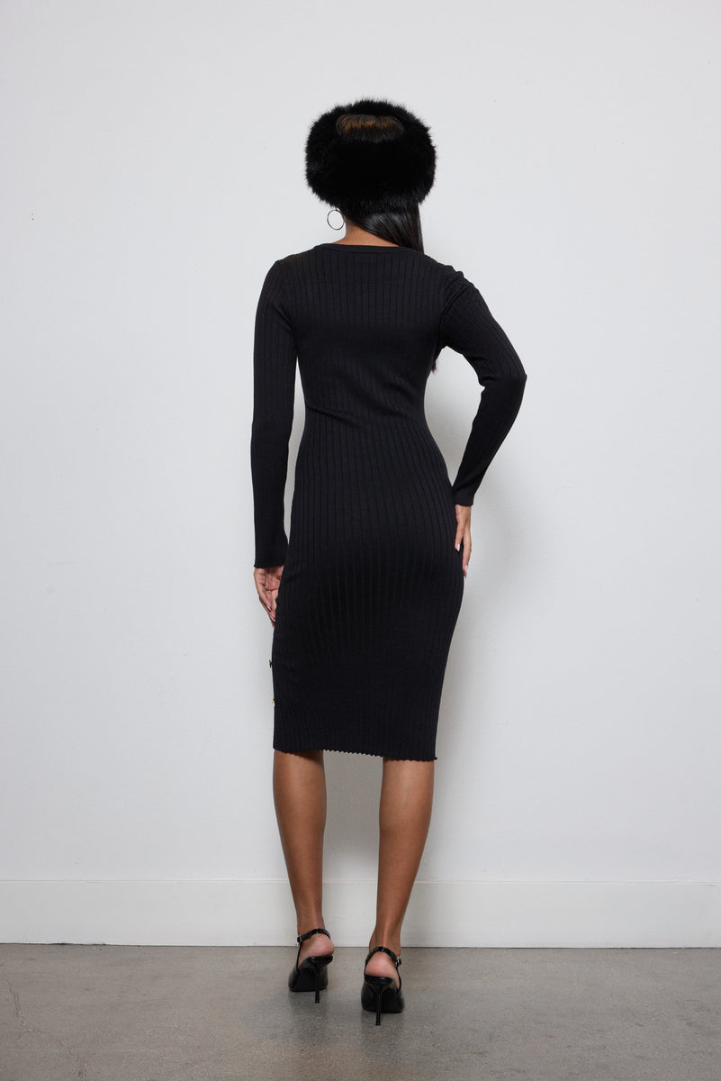 Ribbed Sweater Midi Dress