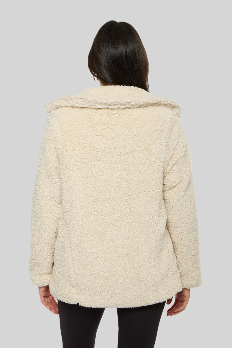 Double-Breasted Faux Shearling Coat