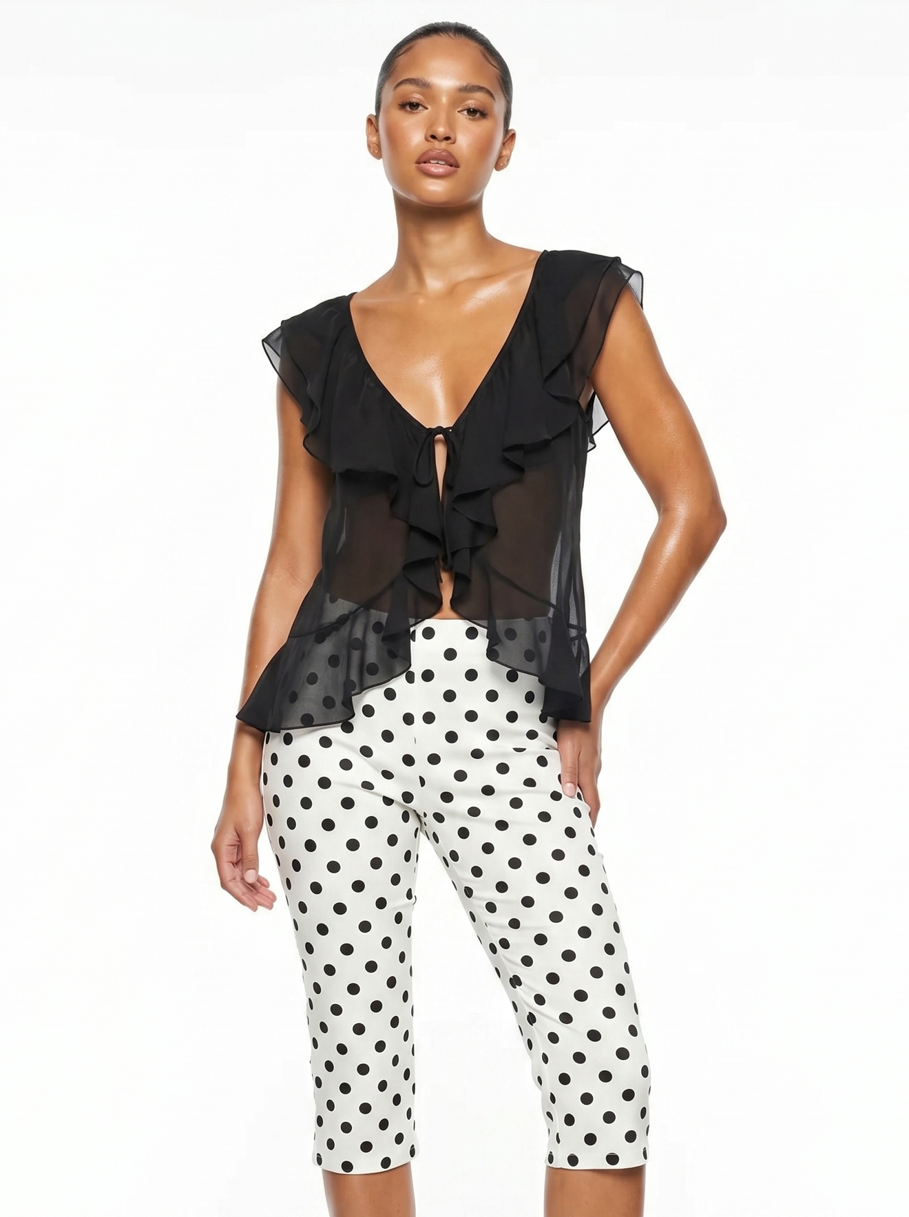 SHEER RUFFLED TANK TOP