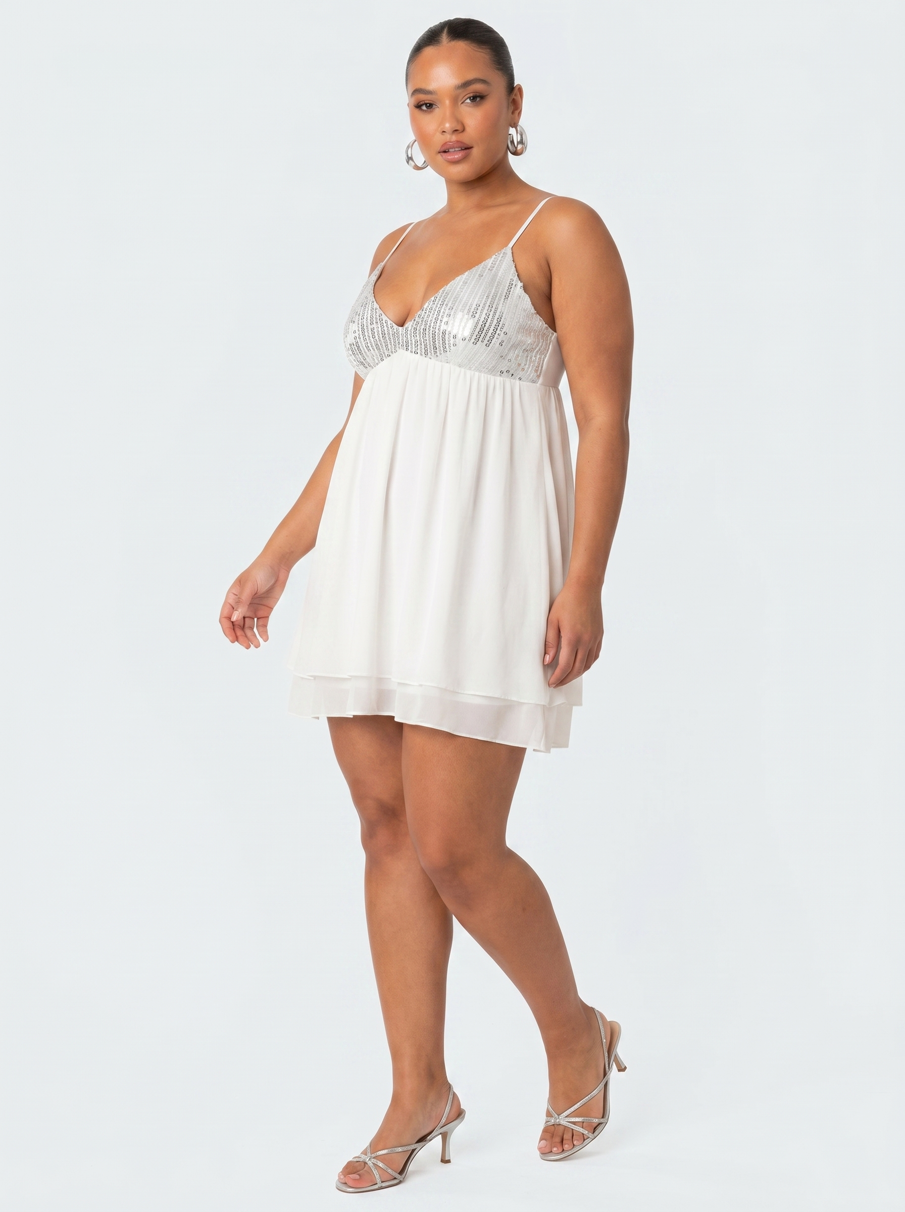 PLUS LINEN SEQUIN MINI DRESS GARDENIA / 2X PLUS LINEN SEQUIN MINI DRESS GARDENIA / 2X