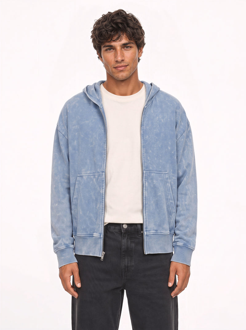 Mineral Wash Fleece Full Zip Hoodie