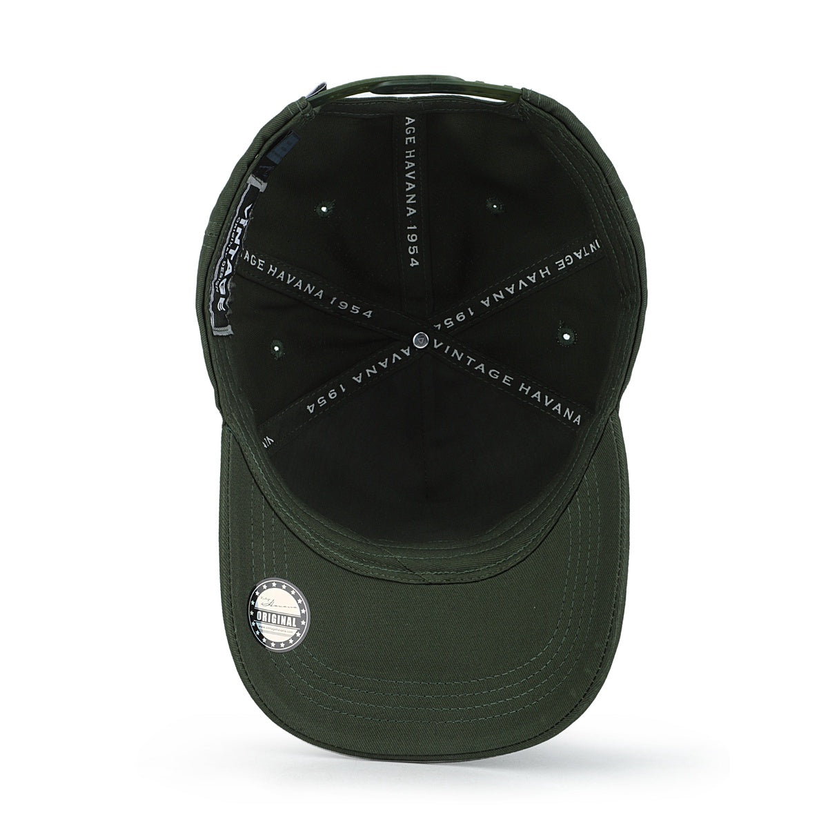 Vintage Havana Trucker Hat for Men & Women – Olive Green Adjustable Cap – Vintage Logo Patch