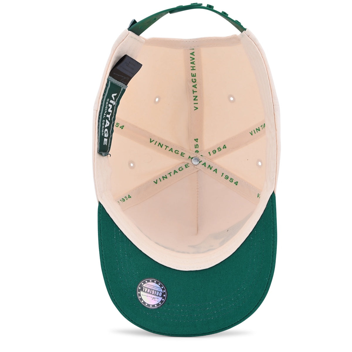 Vintage Havana Trucker Hat for Women & Men – Green & Cream Adjustable Cap – Embroidered Vintage Star