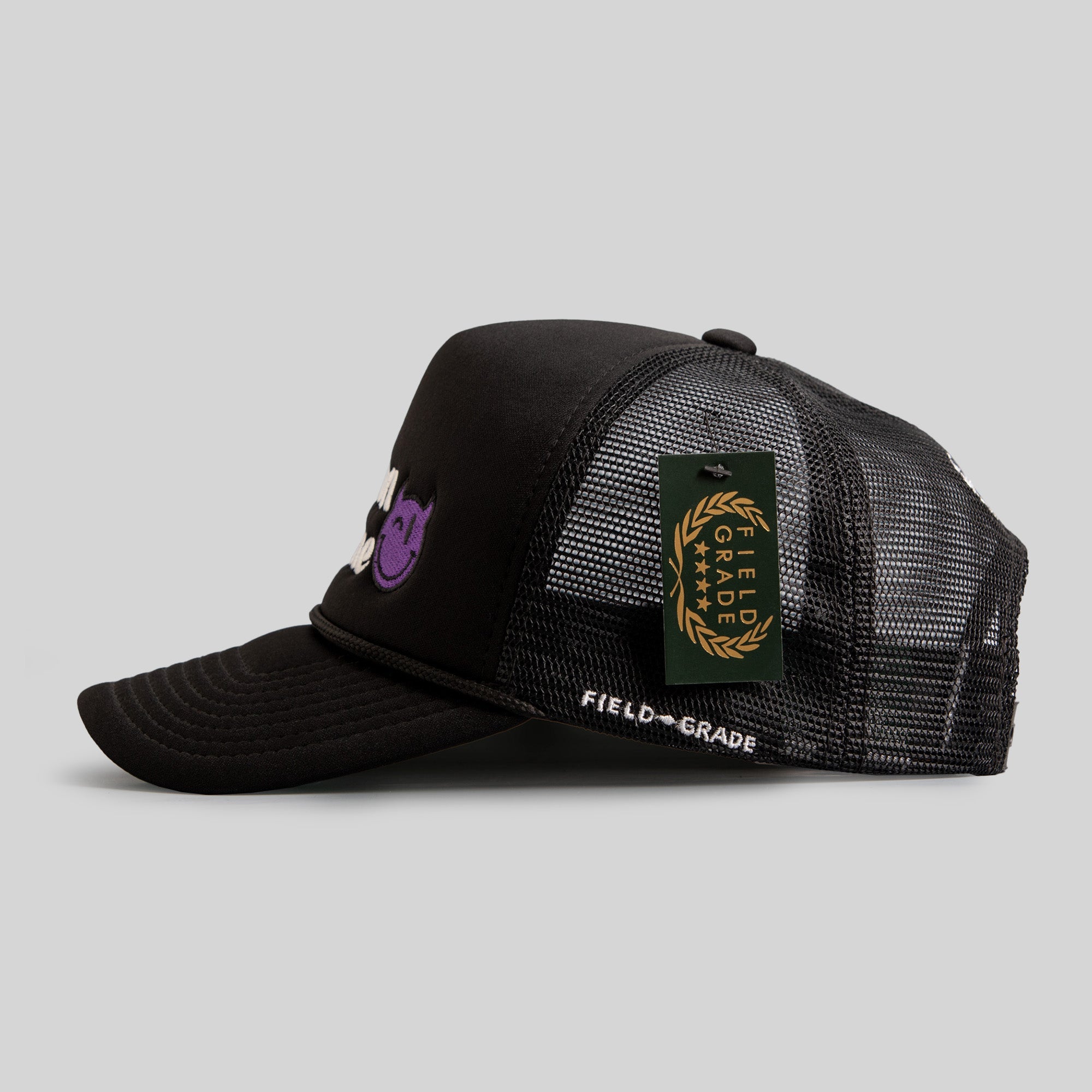 DEMON TIME BLACK TRUCKER HAT - PURPLE DEVIL
