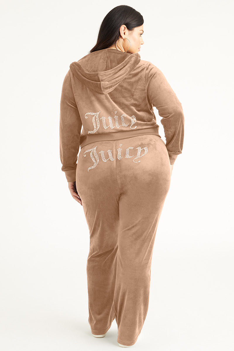 Plus-Size OG Big Bling Velour Track Pants - Juicy Couture