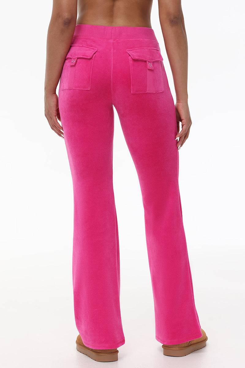 Hollywood Scottie Snap Pocket Cotton Velour Track Pants - Juicy Couture