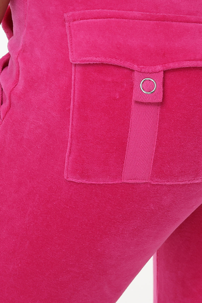 Hollywood Scottie Snap Pocket Cotton Velour Track Pants - Juicy Couture