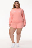 Plus-Size French Terry Embroidered Shorts