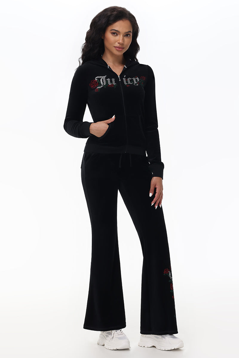 Juicy Roses Bling Cotton Velour Hoodie - Juicy Couture