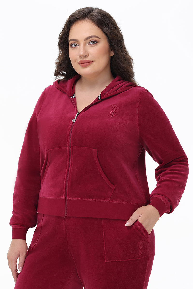 Plus-Size Heritage Cotton Velour Hoodie - Juicy Couture