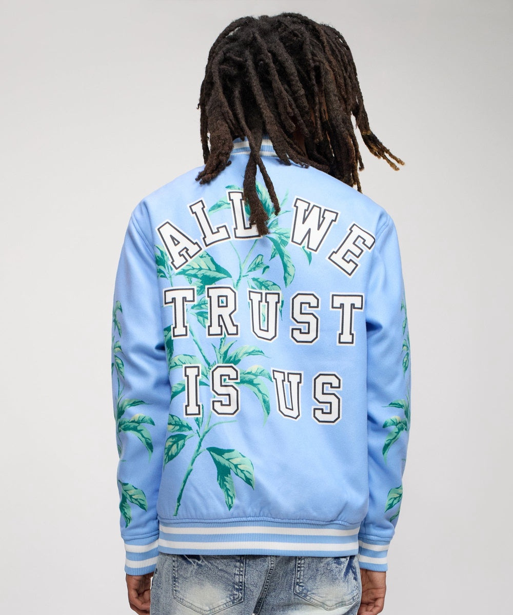 Dove Wool Varsity Jacket - Light Blue