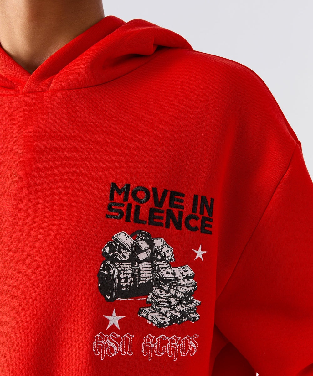 Hustle Over Hype Embroidered Hoodie - Red