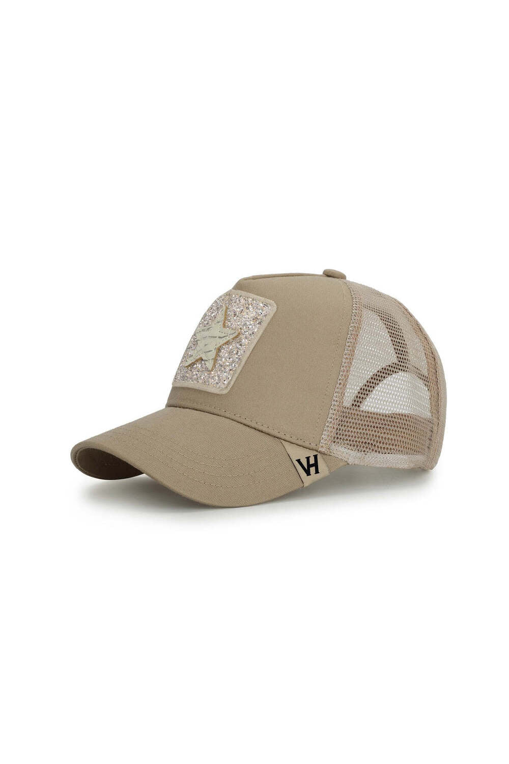 Vintage Havana Vintage Havana Trucker Hat for Women – Khaki Mesh & Canvas Adjustable Cap With Glitter Patch & Crocodile Star