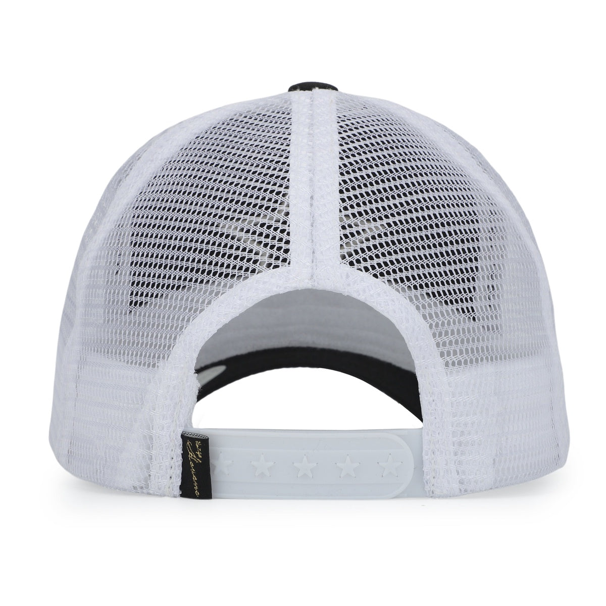 Vintage Havana Trucker Hat for Women – White Mesh & Black Canvas Adjustable Cap With Washed Gold Star
