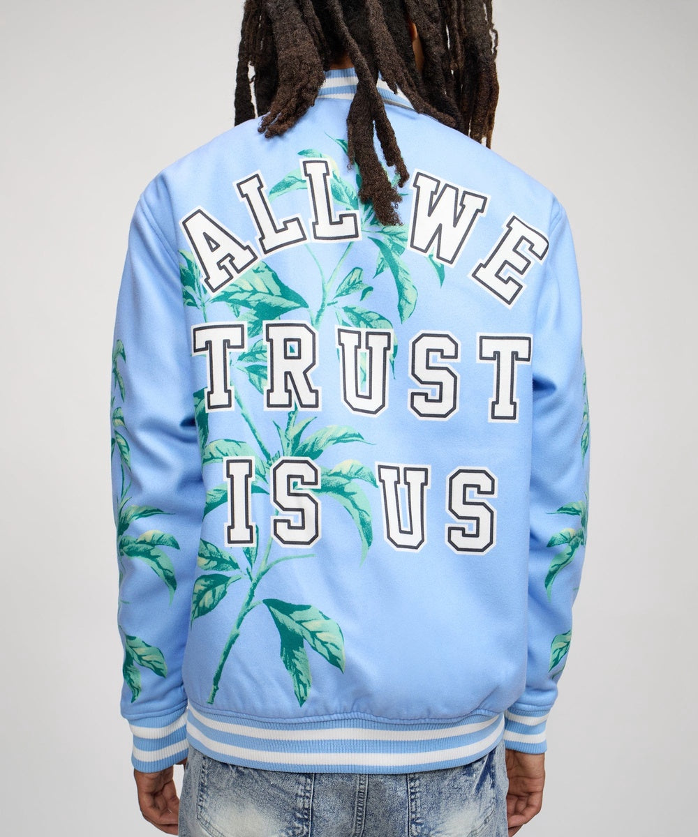 Dove Wool Varsity Jacket - Light Blue