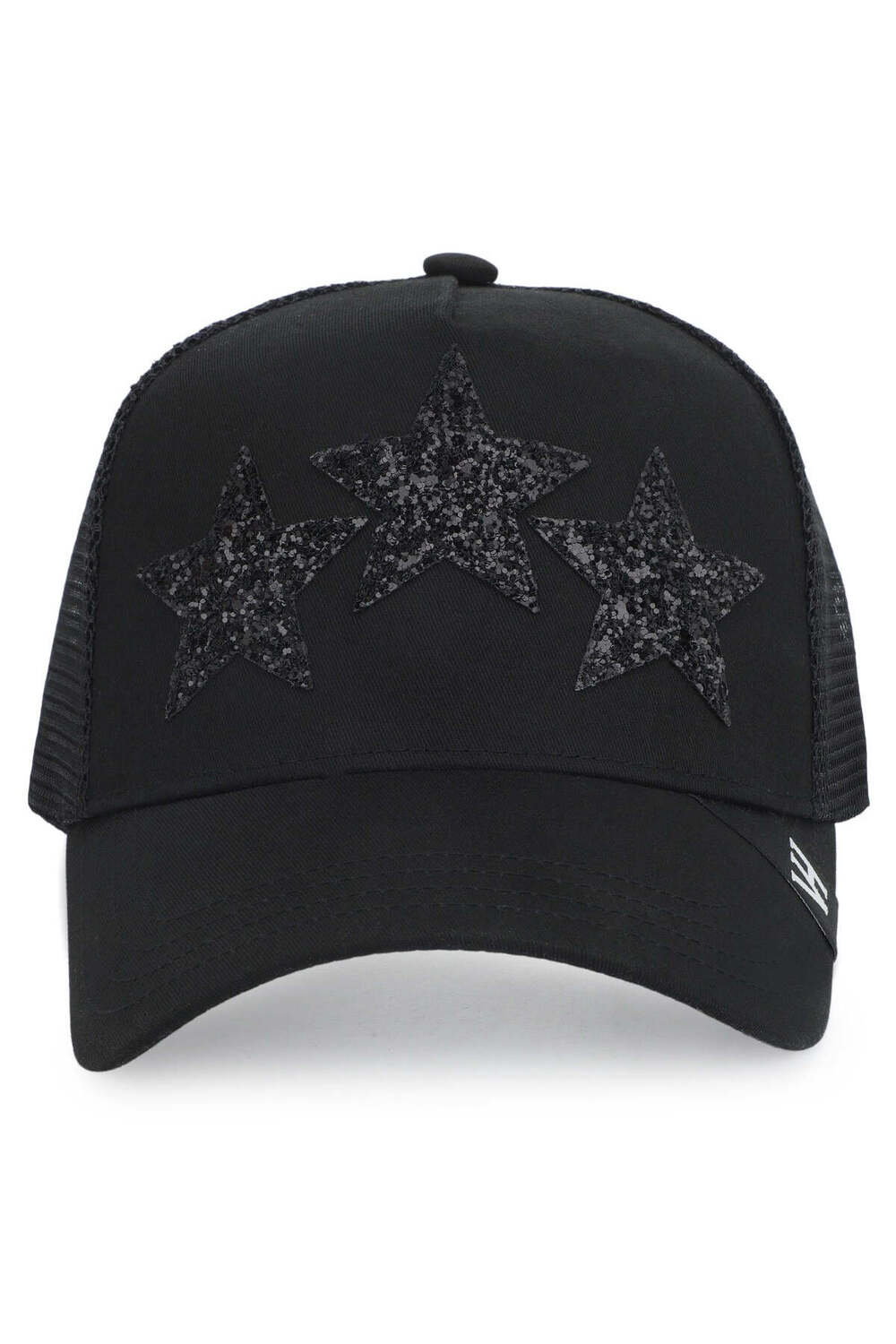 Vintage Havana Vintage Havana Black Trucker Hat for Women – Canvas & Mesh Adjustable Snapback Baseball Cap With 3 Black Glitter Stars