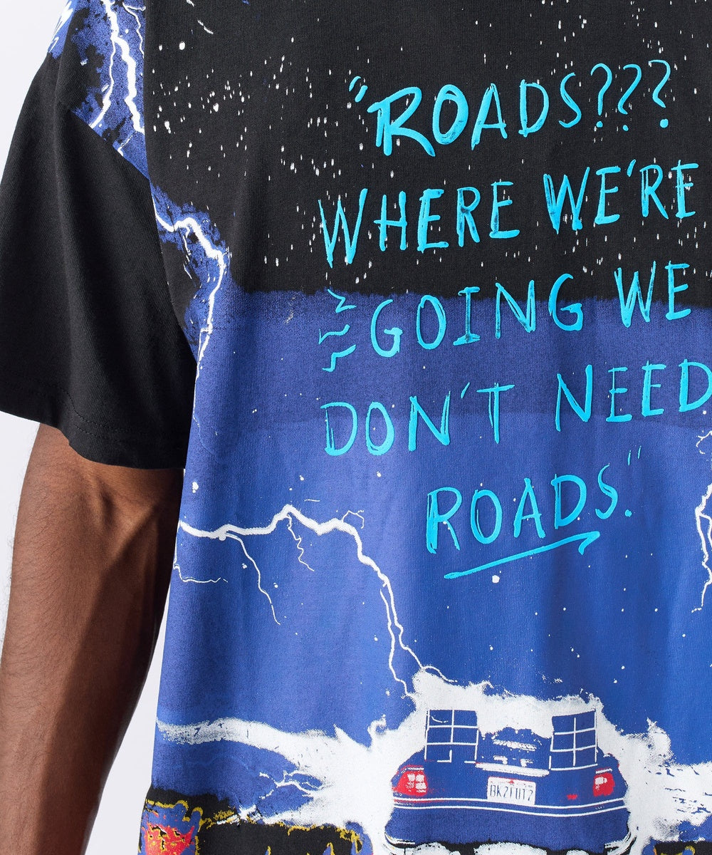 Back to the Future We Don't Need Roads Short Sleeve Tee - Black