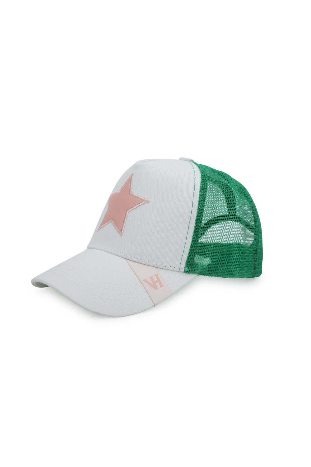 Vintage Havana Vintage Havana Trucker Hat for Women – Green Mesh & Off-White Canvas Adjustable Cap With Pink Star