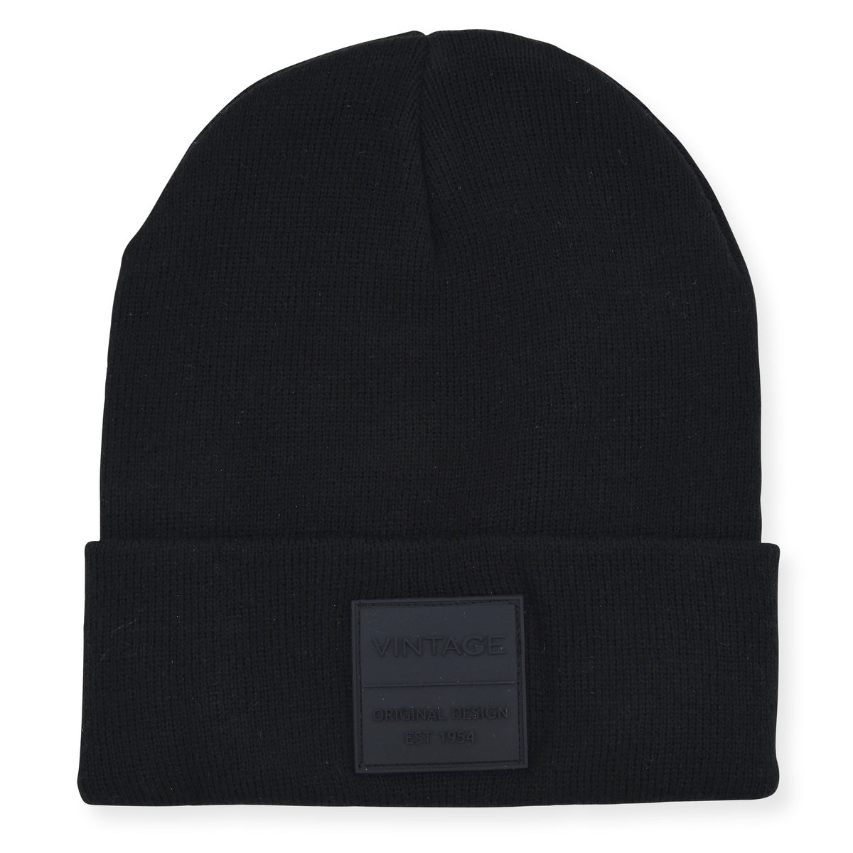 Vintage Havana Black Beanie for Women & Men | Thick Cuffed Knitted Winter Hat Beanies Unisex Skull Caps| Vintage Logo Patch