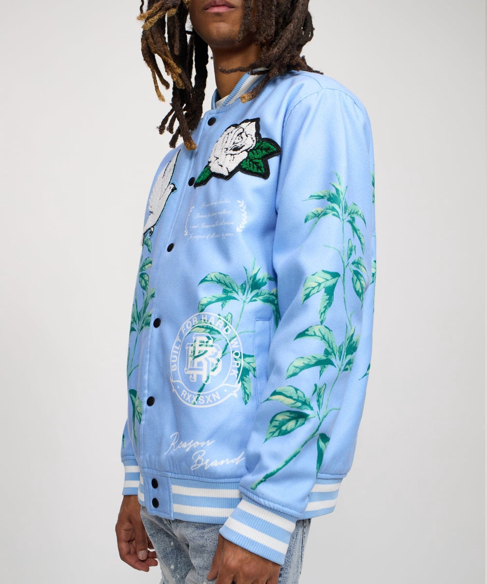 Dove Wool Varsity Jacket - Light Blue