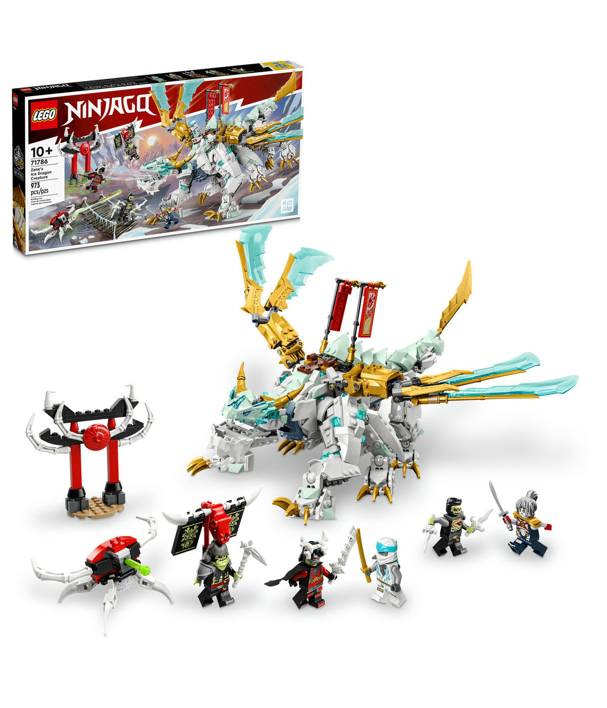 LEGO NINJAGO Zane's Ice Dragon Creature 71786 Building Toy Set (973 Pieces)