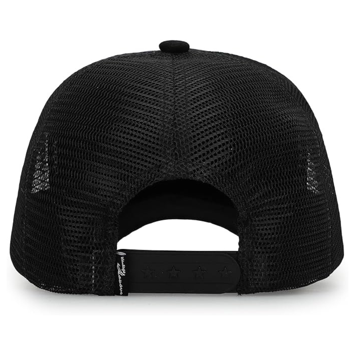 Vintage Havana Trucker Hat for Women – Black Mesh & Canvas Adjustable Cap With Checkered Patch & Washed Gold Star
