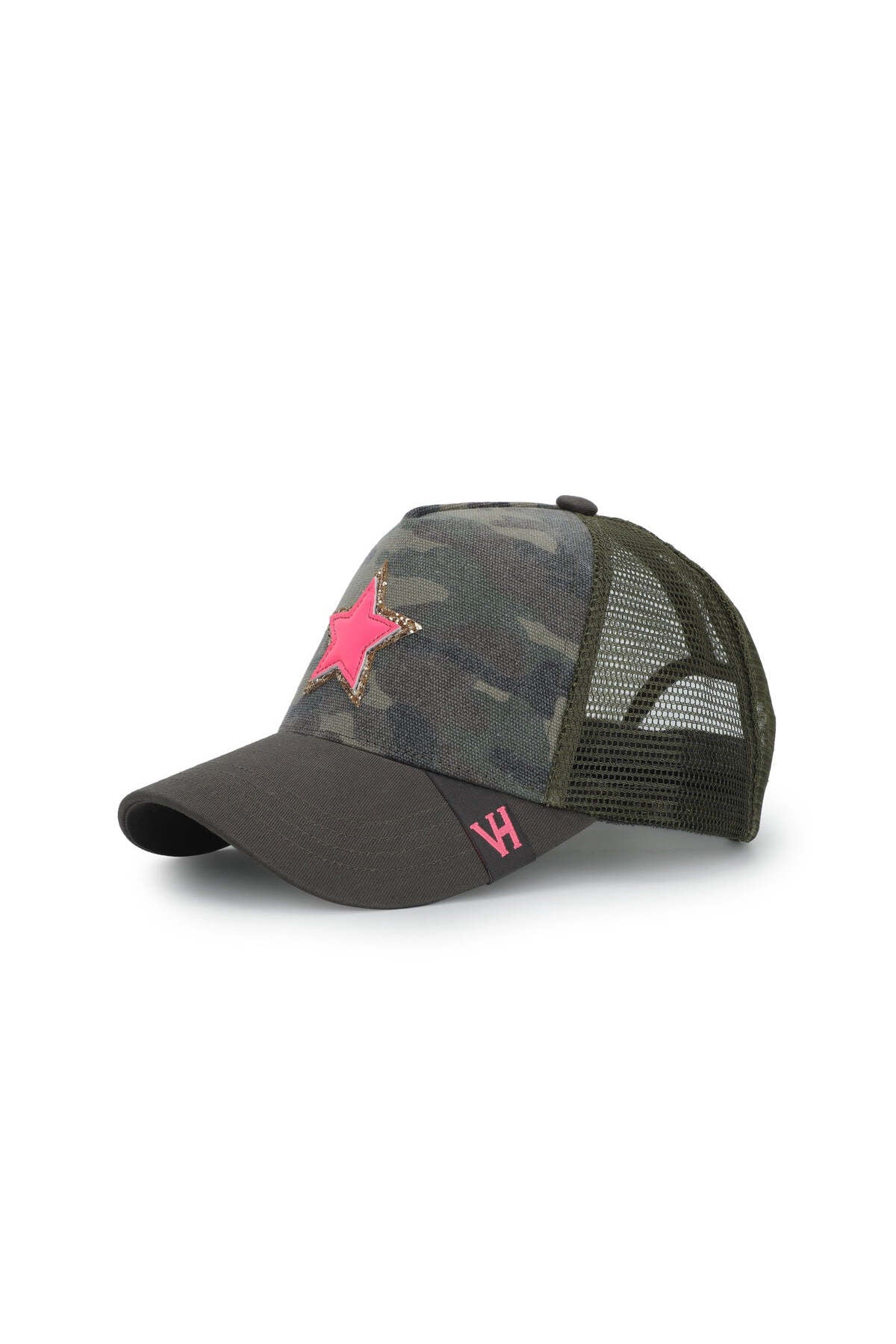 Vintage Havana Vintage Havana Trucker Hat for Women – Camo Canvas & Mesh Adjustable Cap With Neon Pink Star