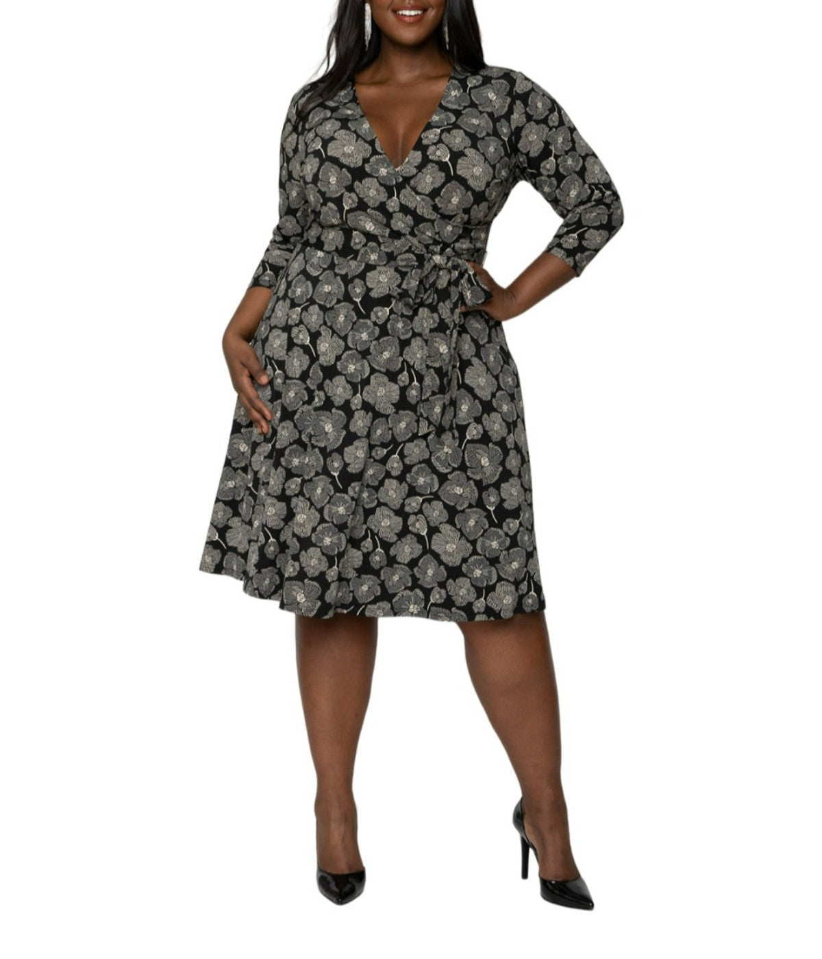 Novelty Floral Black And Egret