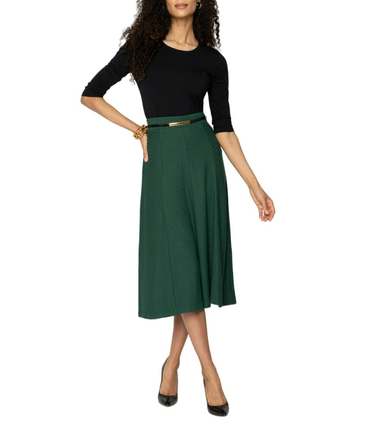 Rib Knit Novelty Dark Green