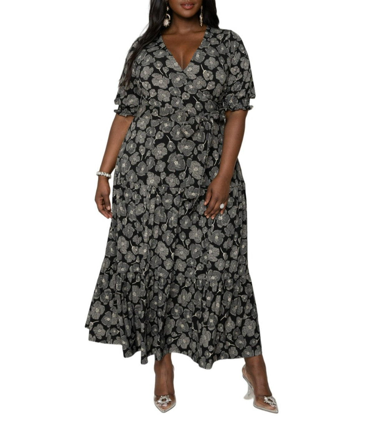 Novelty Floral Black And Egret