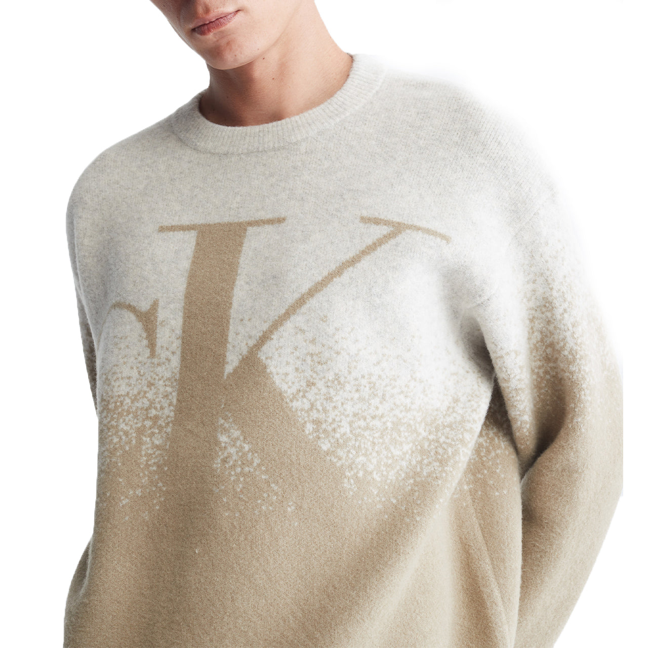 Long Sleeves Mono Ombre Jacquard Crew Sweater Long Sleeves Mono Ombre Jacquard Crew Sweater