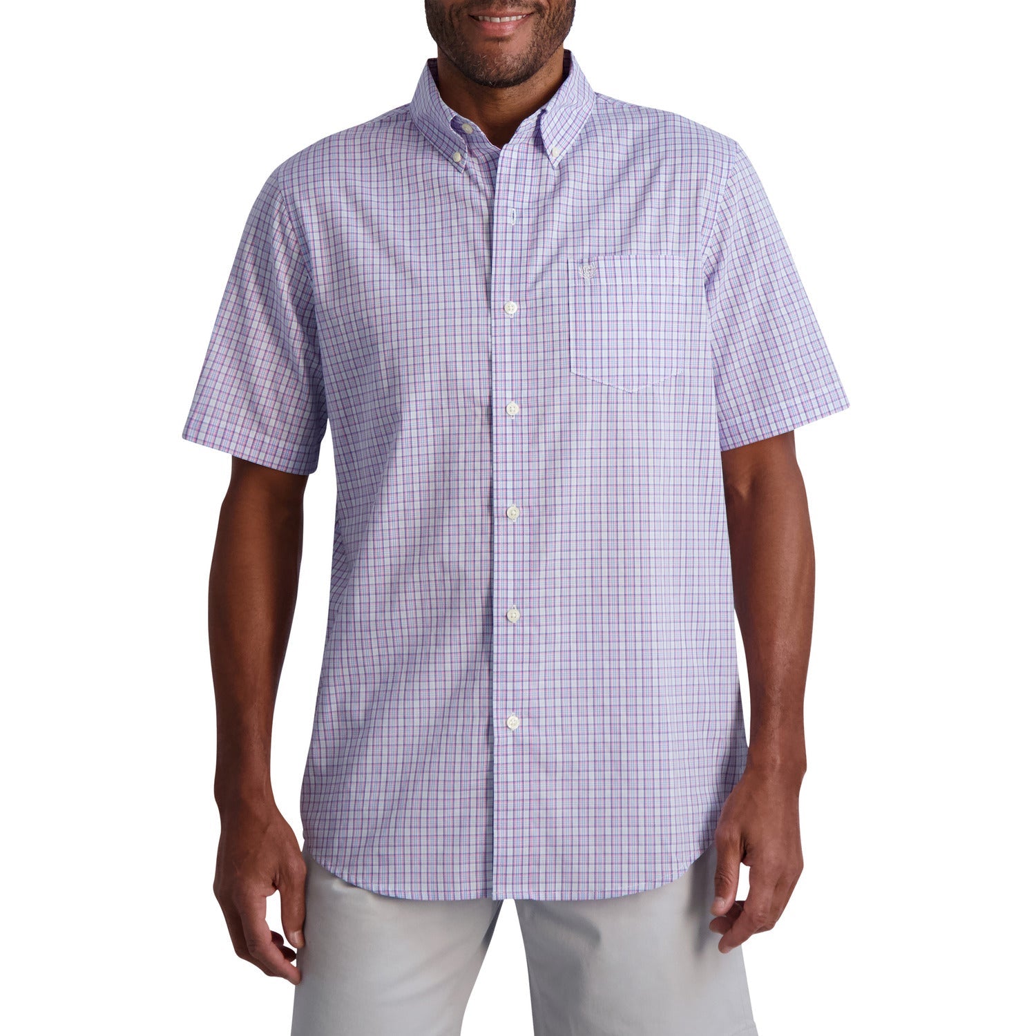 Chaps Men's Short Sleeve Recycled Poly Stretch Woven Shirt Chaps Men's Short Sleeve Recycled Poly Stretch Woven Shirt