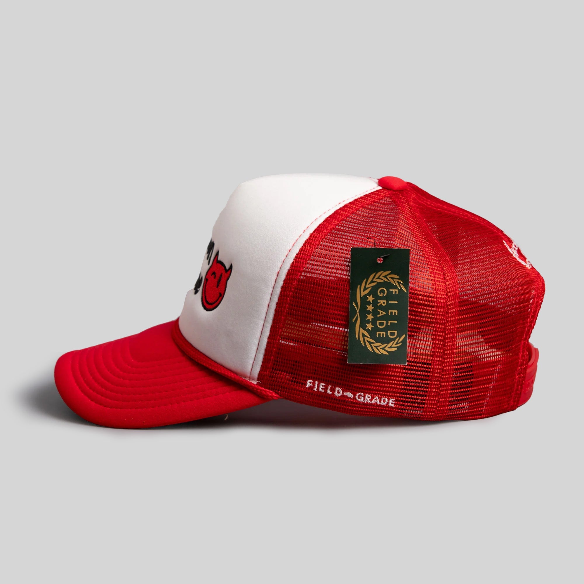 DEMON TIME WHITE FRONT TRUCKER HAT