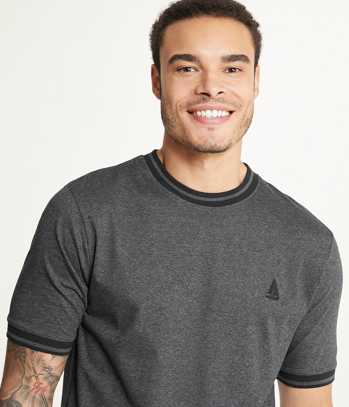 Brooklyn Laundry Men's Contrast Color Embroidery Ringer Tee Shirt