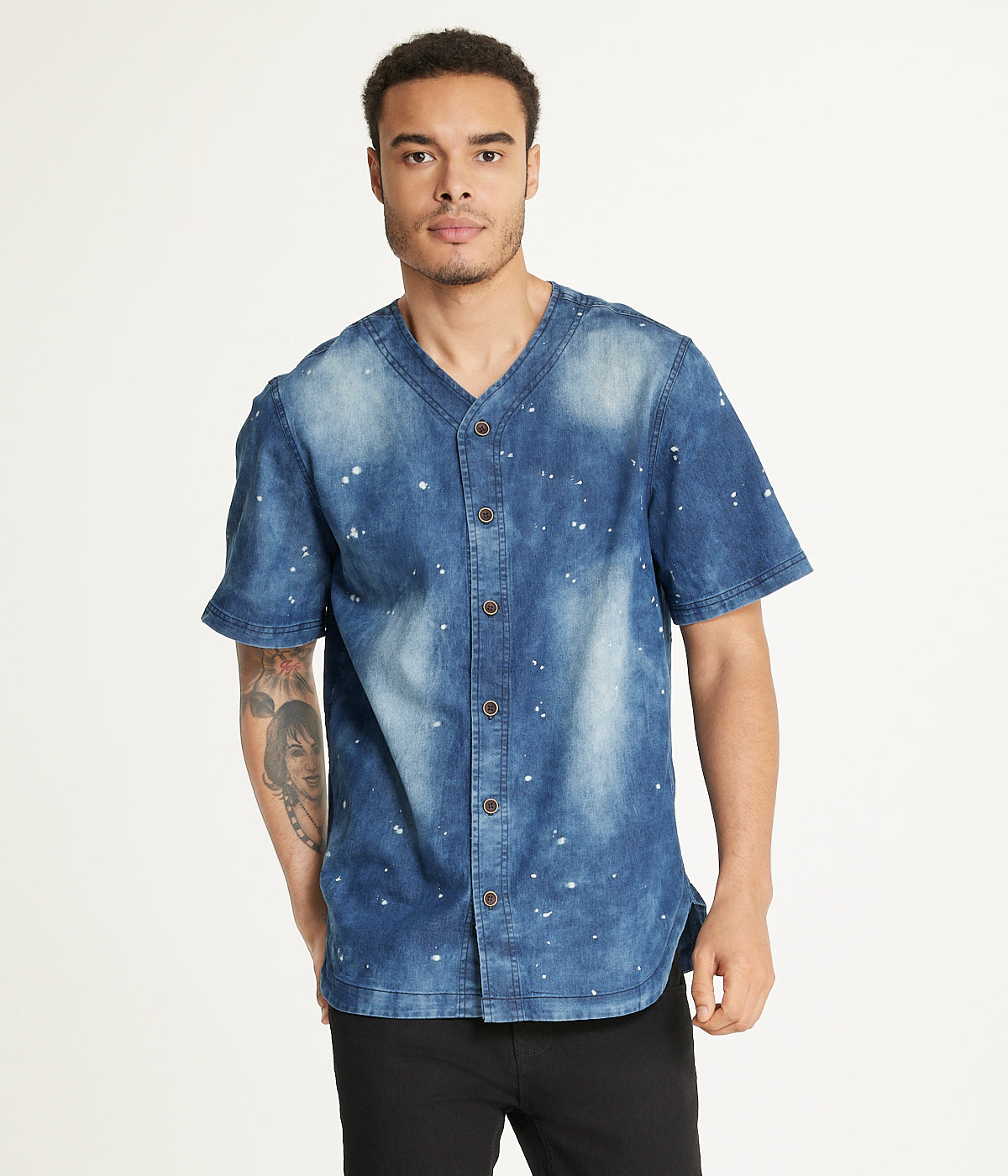Brooklyn Laundry Men's Baseball Denim Shirt Denim Bleach