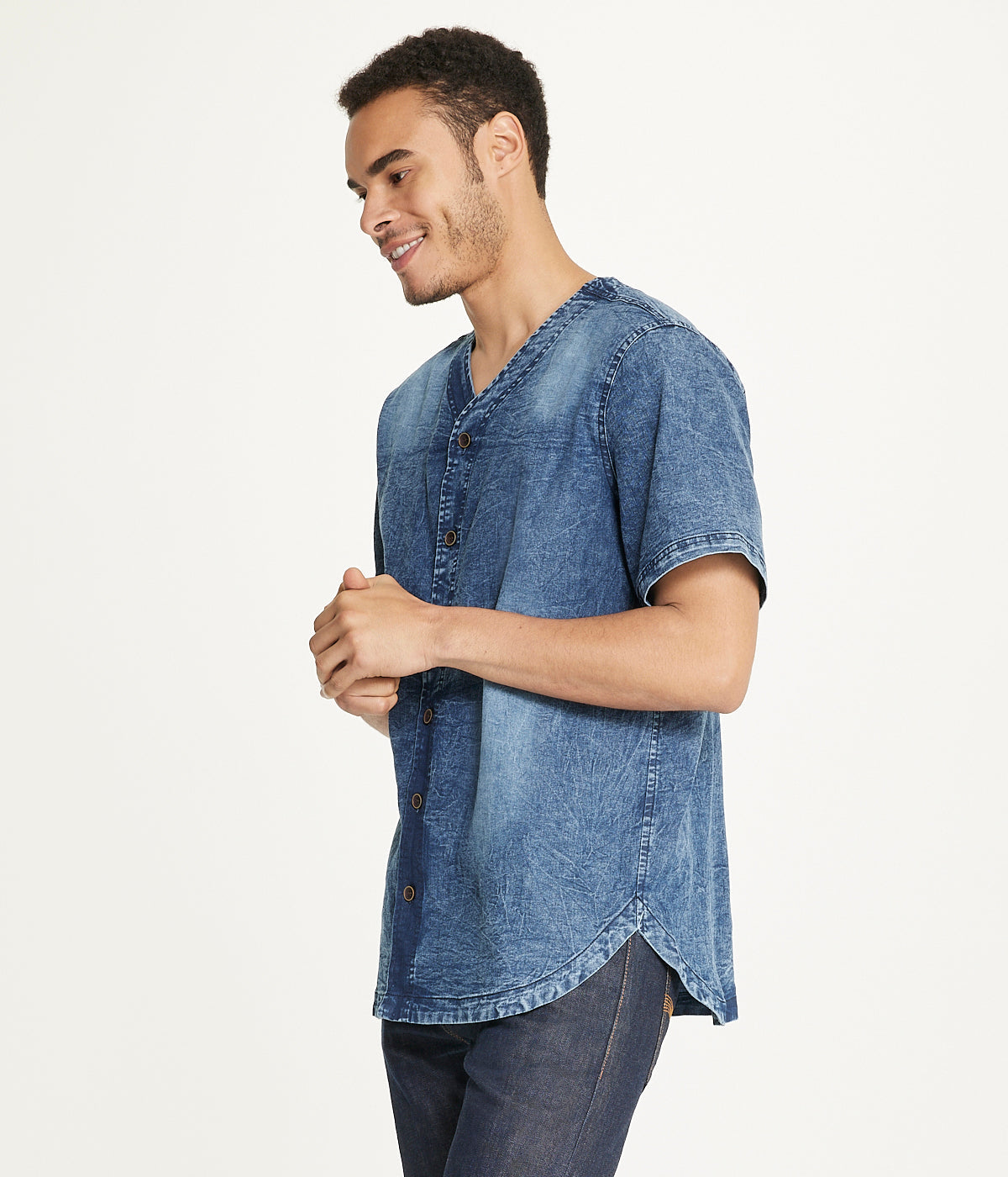 Brooklyn Laundry Men's Baseball Denim Shirt Rinse Denim